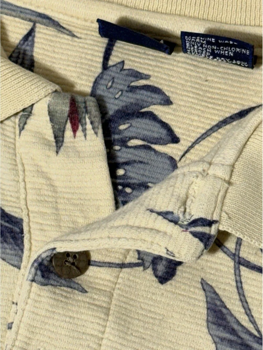 Vintage Cherokee Brand Golf Polo, Yellow, Floral, Size Medium